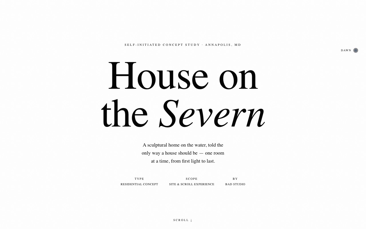 House on the Severn: the title set in Bodoni Moda over a pale dawn interior.